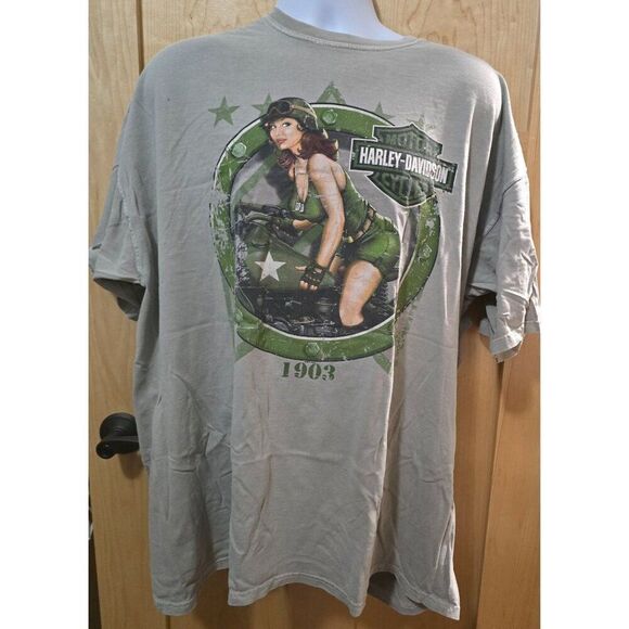 Vintage Harley-Davidson 1903 Pin-Up T-Shirt Gray Biker Tee Auckland New Zealand - Picture 2 of 10
